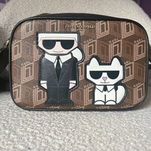 Karl Lagerfeld Brown crossbody Bag with Character Design